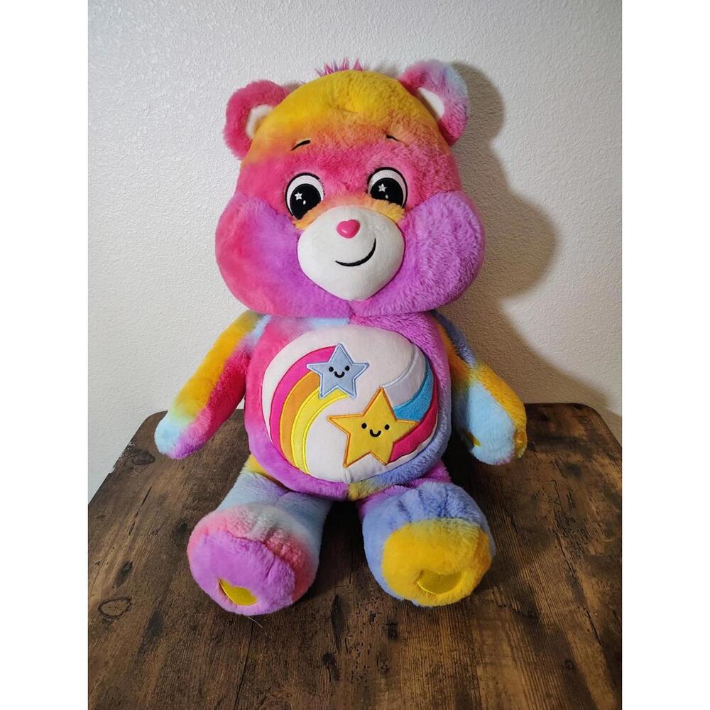 Large Care Bears DARE TO CARE Rainbow Star Caring Earth Recyle Plush